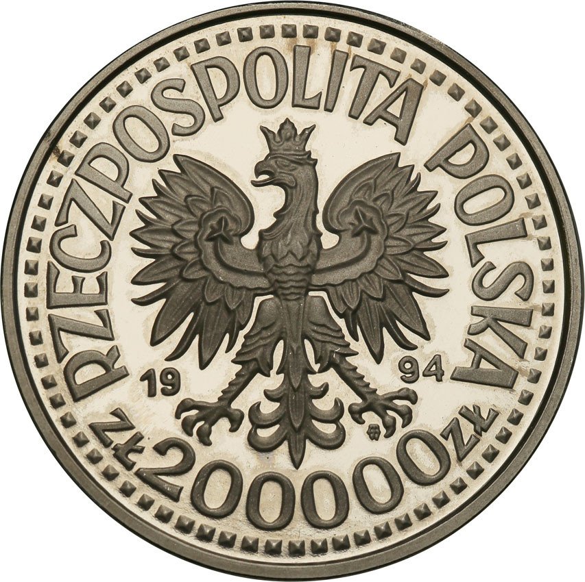 III RP. PRÓBA Nikiel 200 000 złotych 1994 Zygmunt I Stary